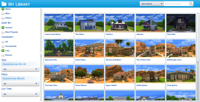 Sims 4 Pre-created Maxis Lots