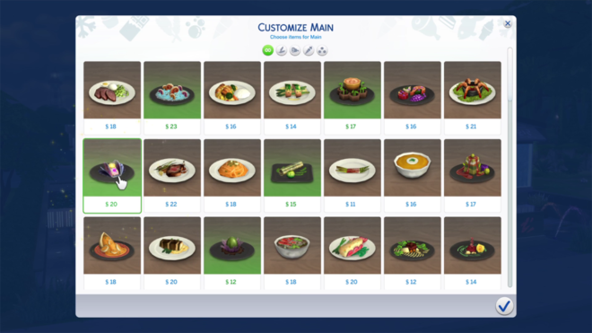 Sims 4 Dine Out Customize Menu