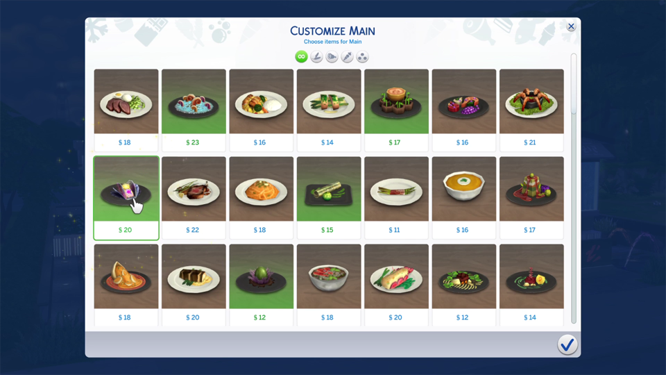 how to buy food in sims 4