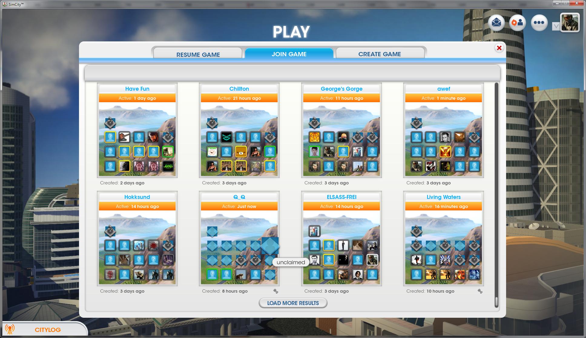 SimCity Mod Shows Abandoned/Unclaimed Cities in Region Selection Menu