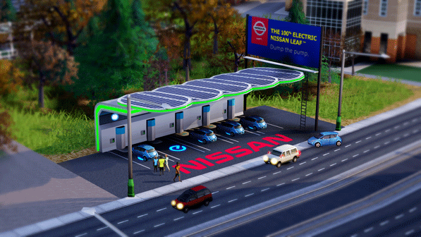 Simcity Free DLC: Nissan LEAF Charging Station